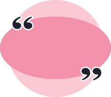 Oval shaped pink quote box featuring black quotation marks, ideal for emphasizing text, showcasing citations, highlighting testimonials, or conveying important messages effectively vector
