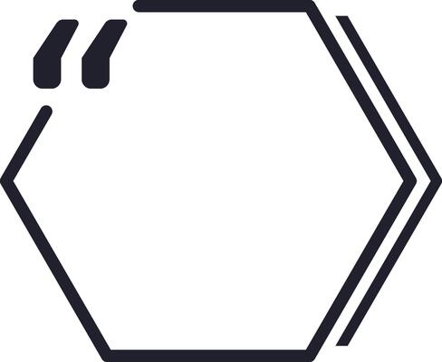 Hexagonal quote frame with quotation marks is suggesting a conversation, providing a modern and stylish way to highlight important text or dialogue