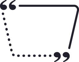 Rectangular speech bubble with quotation marks at the corners indicating a space for a quote or message, providing a framework for written communication and dialogue vector