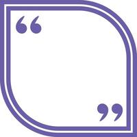 Purple rounded corner quote box featuring opening and closing double quotation marks, providing an elegant frame for text citations and important messages vector