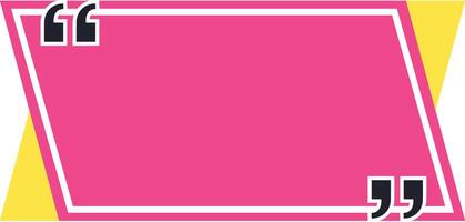 Vibrant pink quote box with a yellow triangle accent and quotation marks, creating a dynamic and attention grabbing space for text and messages vector