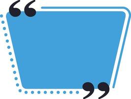 Blue quote box with quotation marks at the top left and bottom right corners framing an empty space for text, ideal for highlighting testimonials or important messages vector