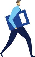 Office worker carrying a large folder containing important documents, hurrying to a meeting, symbolizing business, work, and responsibility vector