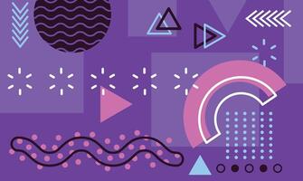 Geometric shapes and patterns create a vibrant memphis design background, featuring various colors and abstract elements, suitable for posters, banners, or flyers vector