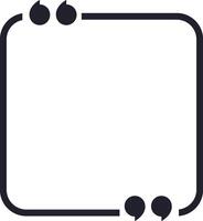 Minimalist black square quote box with quotation marks framing a blank area, providing a simple and elegant design for displaying text citations vector