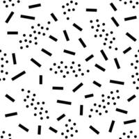 Black rectangles and dots are creating a modern and dynamic seamless pattern, perfect for backgrounds, fabric prints, or any design project requiring a touch of abstract geometry vector