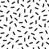 Seamless pattern featuring small, rounded black lines scattered randomly on a white background, creating a simple yet dynamic visual texture vector