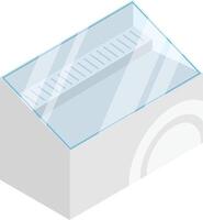 Refrigerated display case with a glass top presenting a metal grid for enhanced cooling, ideal for showcasing food products in a grocery store or supermarket vector