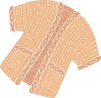 Warm beige knitted cardigan featuring pockets and an ethnic pattern, offering cozy comfort and stylish flair for autumn evenings while enhancing seasonal wardrobes with its inviting texture vector