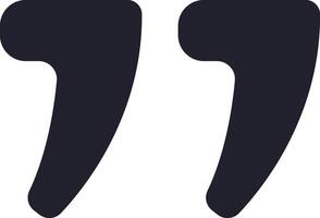 Two dark, rounded quotation marks contrasting against a white background, representing cited text, speech, or engaging conversations in various forms of communication vector