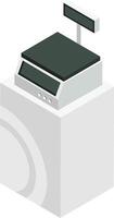 Electronic price computing scale with a customer display standing on a pedestal is showing weight and price, simplifying transactions in retail environments vector