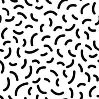 Seamless confetti pattern creating a dynamic visual effect, featuring scattered, curved shapes reminiscent of confetti or sprinkles, ideal for backgrounds, textiles, and various design applications vector