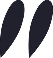 Dark double quotes symbol is representing quoted speech, citation, or a reference to previously stated words in a minimalist and elegant design vector