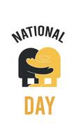 National Hugging Day.Celebrated on January 21.Vertical Text banner on white background.Great for poster,website.Happy Hug day greeting card.Children embrace with love and smile at each other. vector
