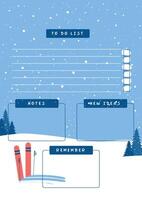 Winter Planner weekly and days organizers for schedule list with checklists,reminder,important date and notes.Simple life planners daily routine templates.Merry Christmas vector
