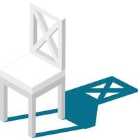 White chair with x shaped back casting shadow on blue surface, creating an interesting visual contrast and representing concepts of furniture, interior design, and minimalism vector
