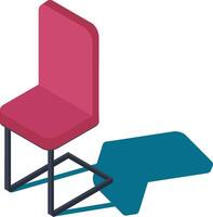 Isometric view featuring a modern pink chair casting a vibrant teal shadow, creating a stylish and minimalist composition against a bright white backdrop vector