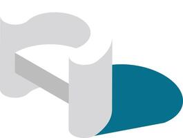 White abstract bridge casting a shadow on blue water surface, representing concepts of connection, transition, and crossing obstacles in minimalist design vector