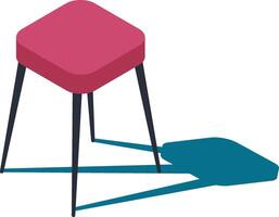 Pink stool featuring sleek black legs, casting a striking teal shadow against a crisp white background, highlighting a simple and modern furniture design perfect for minimalist interiors vector