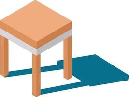 Simple wooden stool with four legs and light tabletop casting a teal shadow on a plain white background, perfect for interior design or furniture concepts vector
