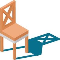 Simple wooden chair with cross backed design casting a distinct shadow, presented in an isometric view, ideal for interior design or furniture related projects vector