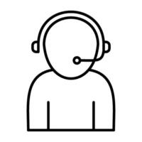 call center icon, outline style, agent vector