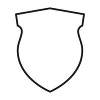 Flat Shield Icon in Monoline Black Outline vector