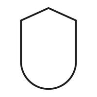 Outlined Shield Icon in Flat Monochrome Style vector