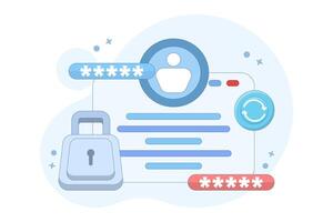 concept of changing password. system codes and keys. updating or changing account security and protection systems. changing passwords on devices. flat design illustration. vector