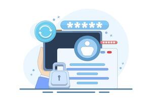 concept of changing password. system codes and keys. updating or changing account security and protection systems. changing passwords on devices. vector