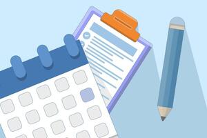 Concept of business meeting plan, appointment, schedule setting, travel plan or project milestones and reminders, month to year calendar closing, business meeting planning or travel planning. vector