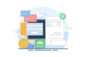 Secure digital transaction concept, secure mobile payment with payment card, online payment, online banking security. Digital banking experience, flat illustration on background. vector