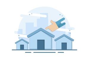 concept of choosing a new home based on budget, income, or lifestyle. think wisely, choose different house variants, Home affordability calculation. Flat illustration on background. vector