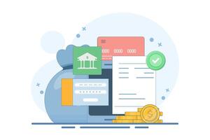 Secure digital transaction concept, online payment, online banking security, secure mobile payment with payment card. Digital banking experience, flat illustration. vector