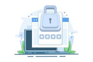 Security access notification concept, web internet notification verification code on device screen for authentication, website password on laptop computer, flat illustration. vector