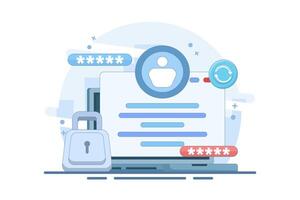 concept of changing password. system code and key. updating or changing the security system and account protection. illustration of changing password on device. flat style design illustration. vector