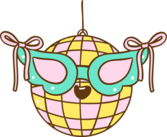 Groovy Disco Ball with Mask Doodle Hand Drawn png