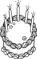 Groovy Birthday Cake Doodle with Candles Coloring Image png