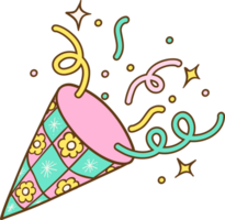 Groovy Retro Confetti Blast Cracker Doodle Hand Drawn png