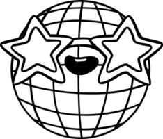 Groovy Disco Ball with Glasses Doodle Coloring Image png
