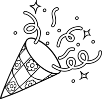 Groovy Retro Confetti Blast Cracker Doodle Coloring Image png