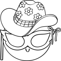Groovy Cowboy Smile Face Doodle Coloring Image png