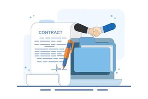 Concept of Business Transactions, Contracts and Signature Documents, Government Policies, Agreements, Trust, Business Leaders or Clients Using Pen to Sign Documents. vector