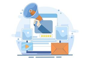 Blogger Concept, Blog content, Blogging, posting for web pages, banners, presentations, social media, documents, cards, posters. Commercial blog posting, Internet, Make You Satisfied. illustration. vector