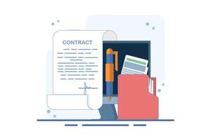 Concept of Business Transactions, Contracts and Signature Documents, Government Policies, Cooperation Agreements, Trust between Entrepreneurs, Business Leaders or Clients Using Pen to Sign Documents. vector