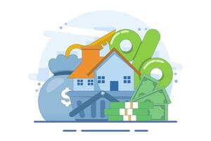 House for sale concept. sell house move to new house. Property Purchase Concept, Buying House with Key and Shopping Cart. illustration for Web Design. vector