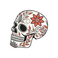 Sugar skull with floral pattern. Design for the holiday day of the dead. vector
