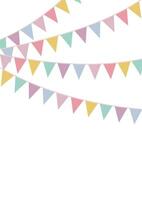 Vertical template with colorful hanging paper flags. Celebration background with empty space for your text or design. Decor or invitation poster for party, festival, vector