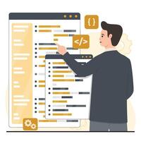 Software development, programming and coding concept. illustration in flat style vector
