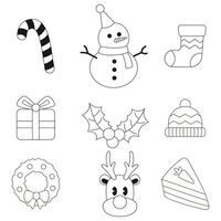 Christmas - thin line set. vector